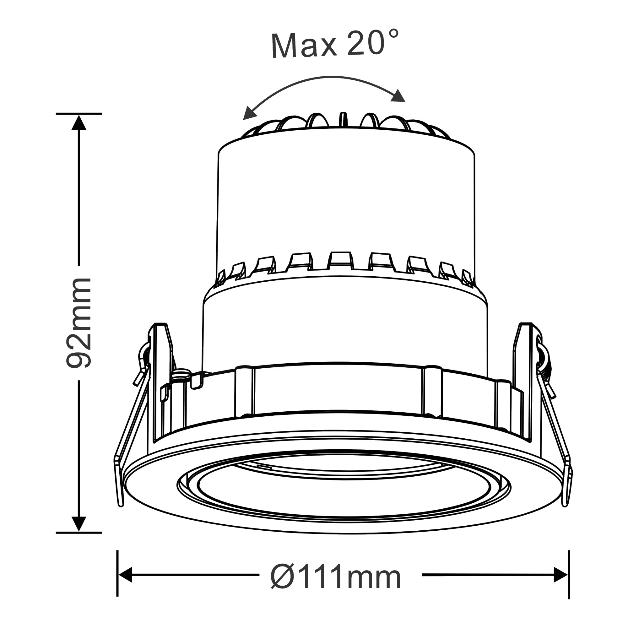 DM200664  Bomo A 20, 20W Adjustable LED Downlight 1660lm 25° 5000K IP20